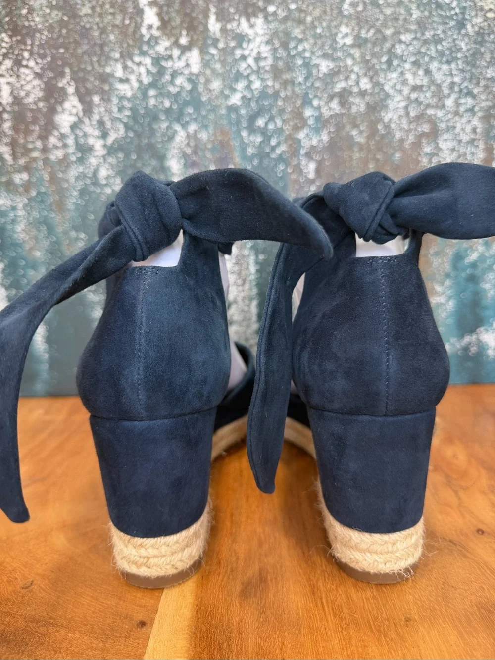 Splendid Coastal Chic‎ Boho 2010’s Blue Suede Espadrille Wedge Sandals (VGUC)